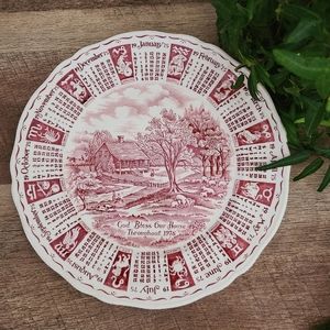 Alfred Meakin Staffordshire England 1975 astrology calender red engraved plate